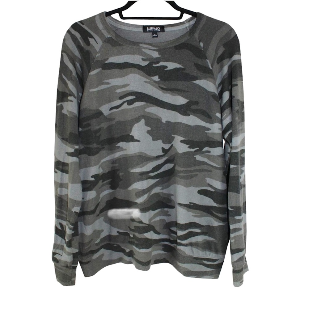 Women's Buffalo by David Bitton Green Camouflage Vintage Wash Sweatshirt Medium